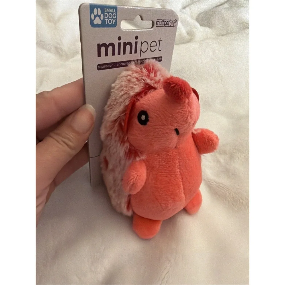 MINIPET HEDGEHOG RED SQUEAKY PLUSH STUFFED DOG TOY Small